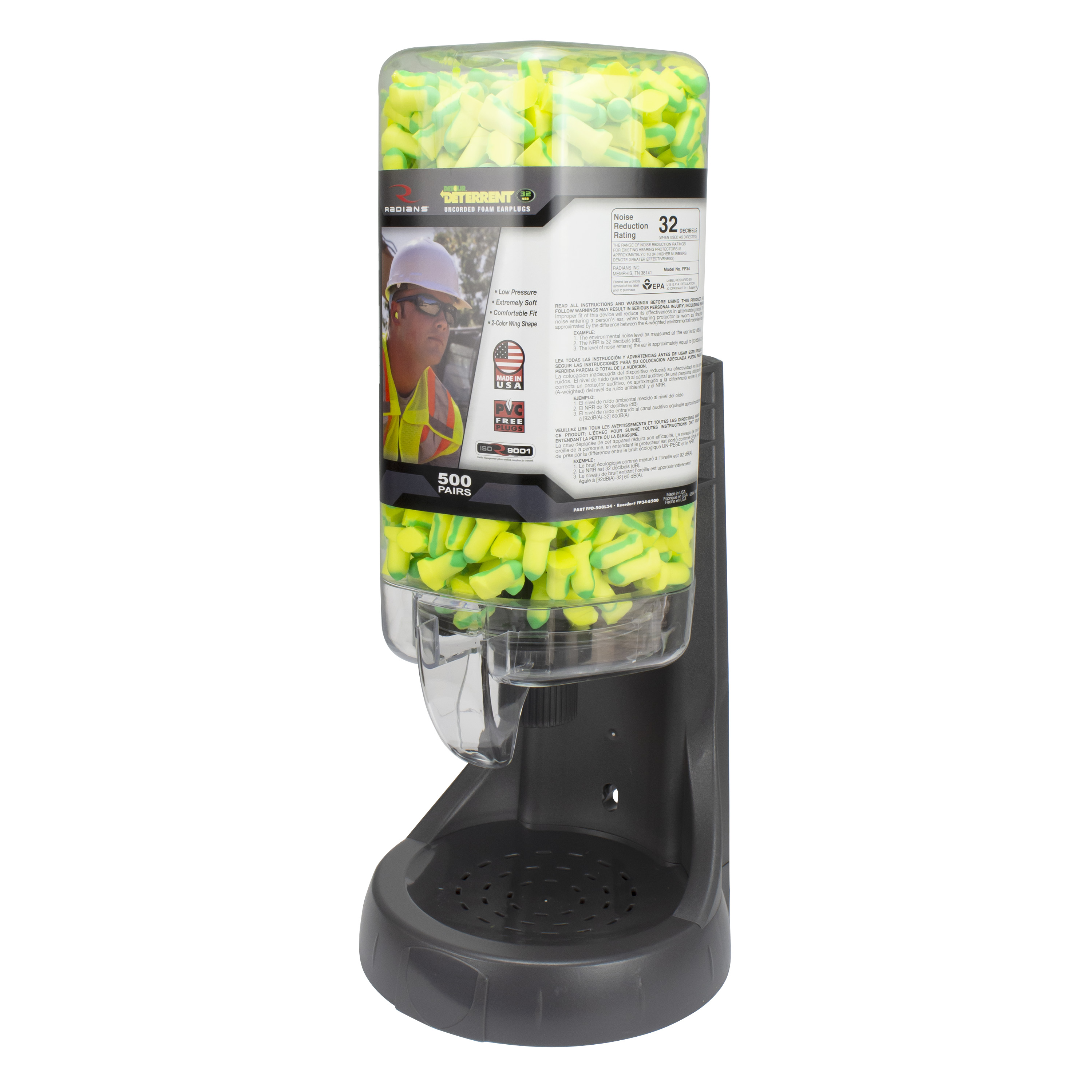 DISPENSER FILLED WITH  DETERRENT EARPLUGS 500PR