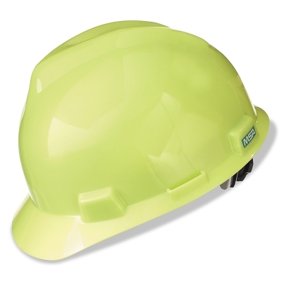 CAP SAFETY V-GARD HI-VIZ LIME  GREEN W/ RATCH SUSP